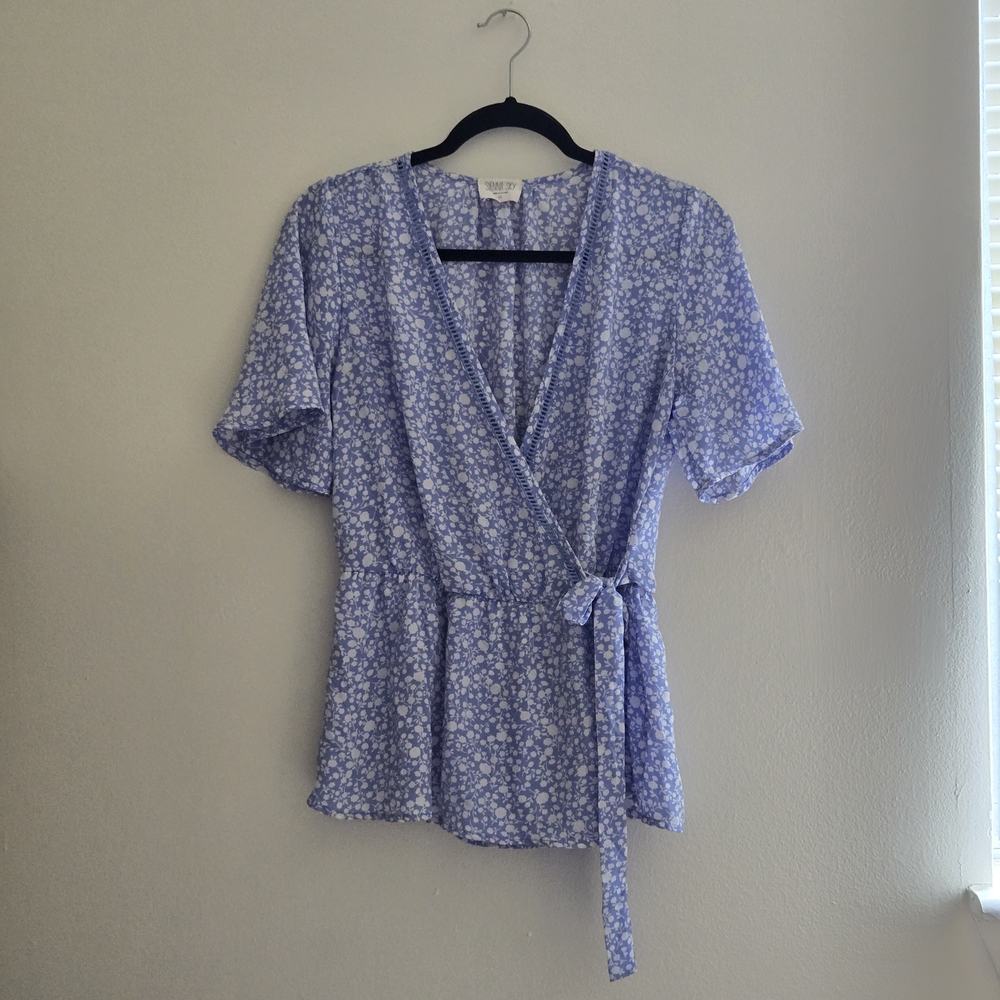 Sienna Sky Light Purple Floral Wrap Blouse